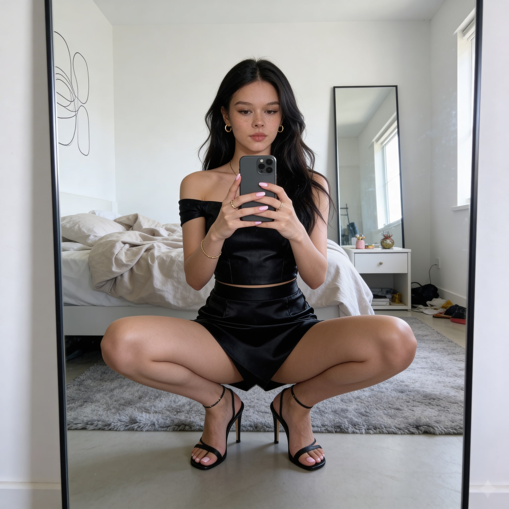 AI-generated mirror selfie illustrating the companion visual-workflow comparison